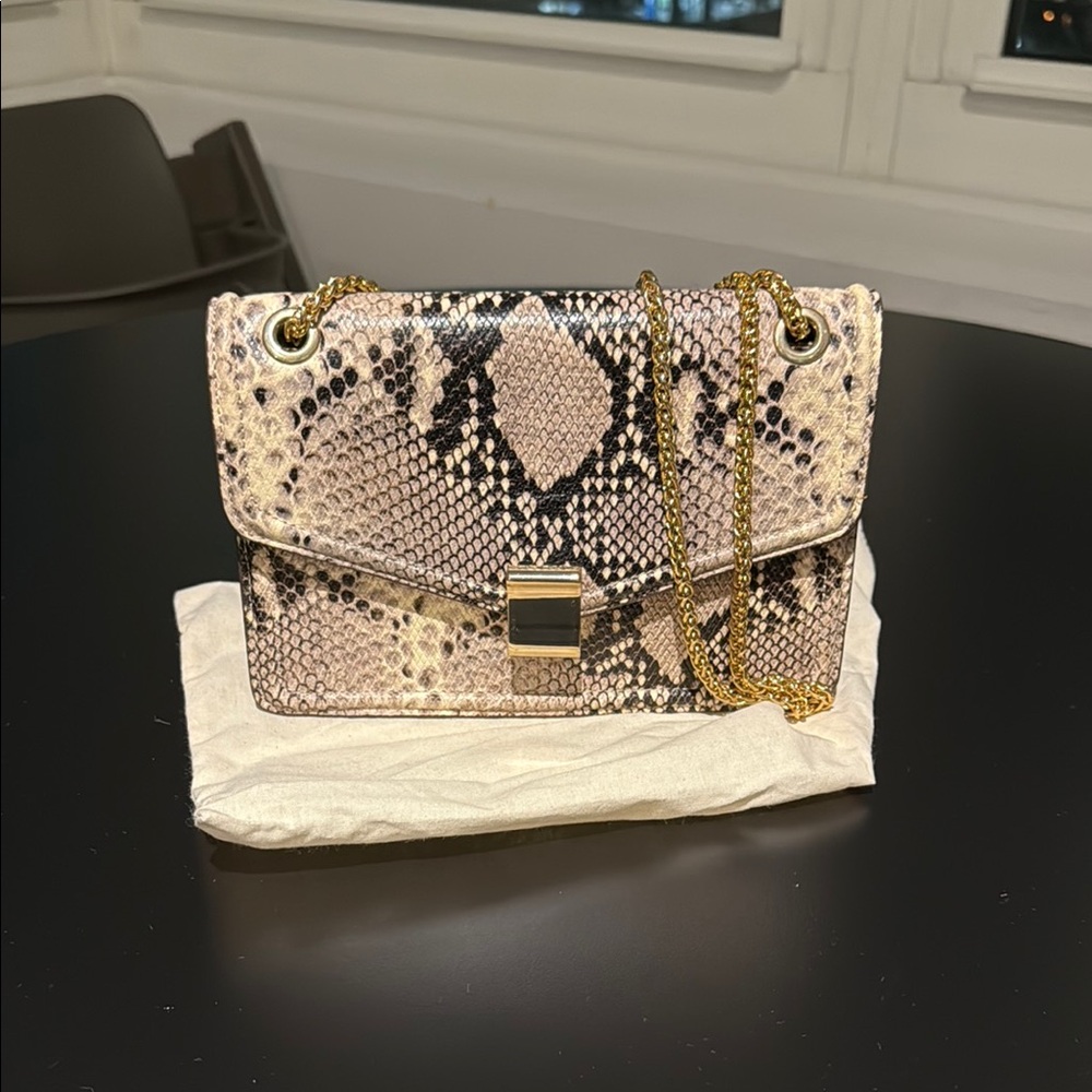 Snakeskin Patterned Chain Bag Massimo Dutti